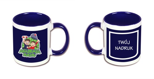 kubek granatowy logo nadruk