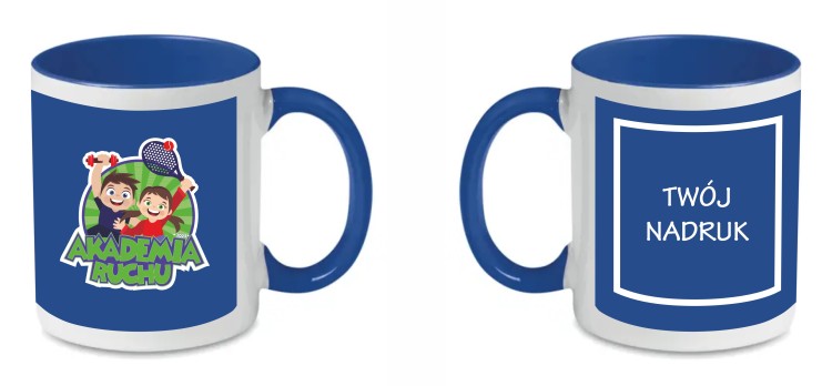 kubek niebieski logo nadruk