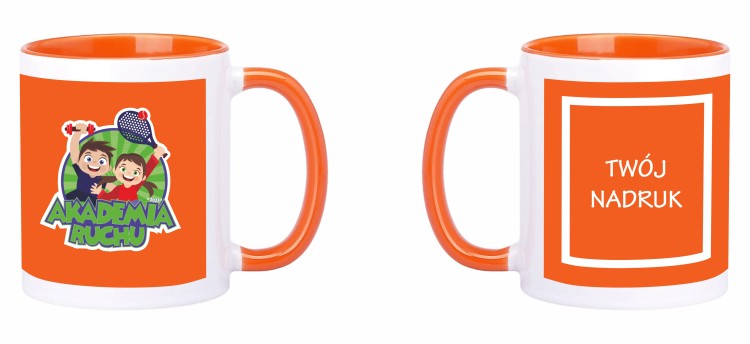 kubek pomarańczowy logo nadruk