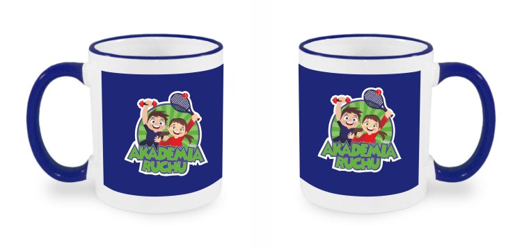 kubek granatowa obwódka logo