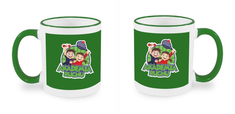 kubek zielona obwódka logo