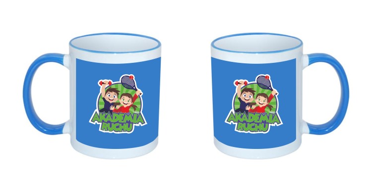 kubek niebieska obwódka logo