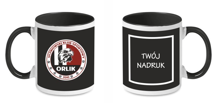 kubek czarny logo nadruk