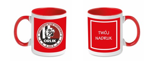 kubek czerwony logo nadruk