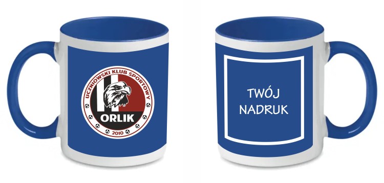kubek niebieski logo nadruk