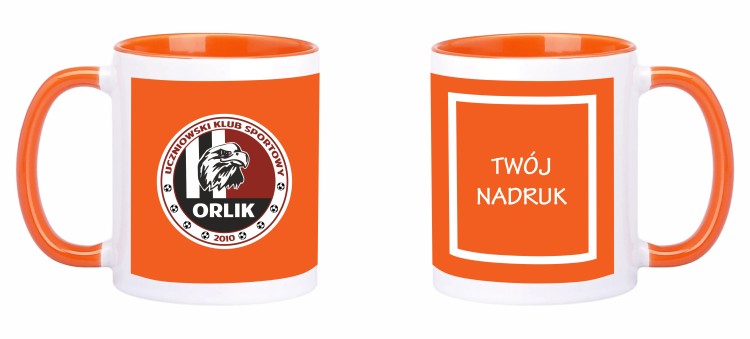 kubek pomarańczowy logo nadruk