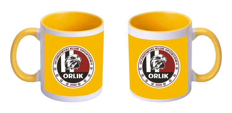 kubek żółty logo