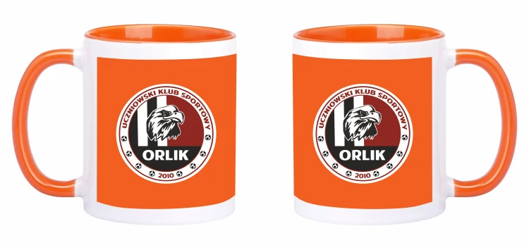 kubek pomarańczowy logo
