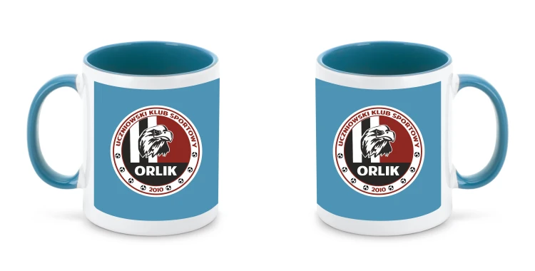 kubek turkusowy logo